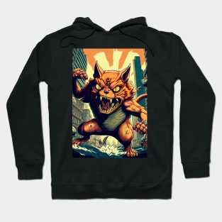 Giant Angry orange Cat attacking a city Hoodie